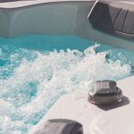 Bubbling water inside a premium hot tub