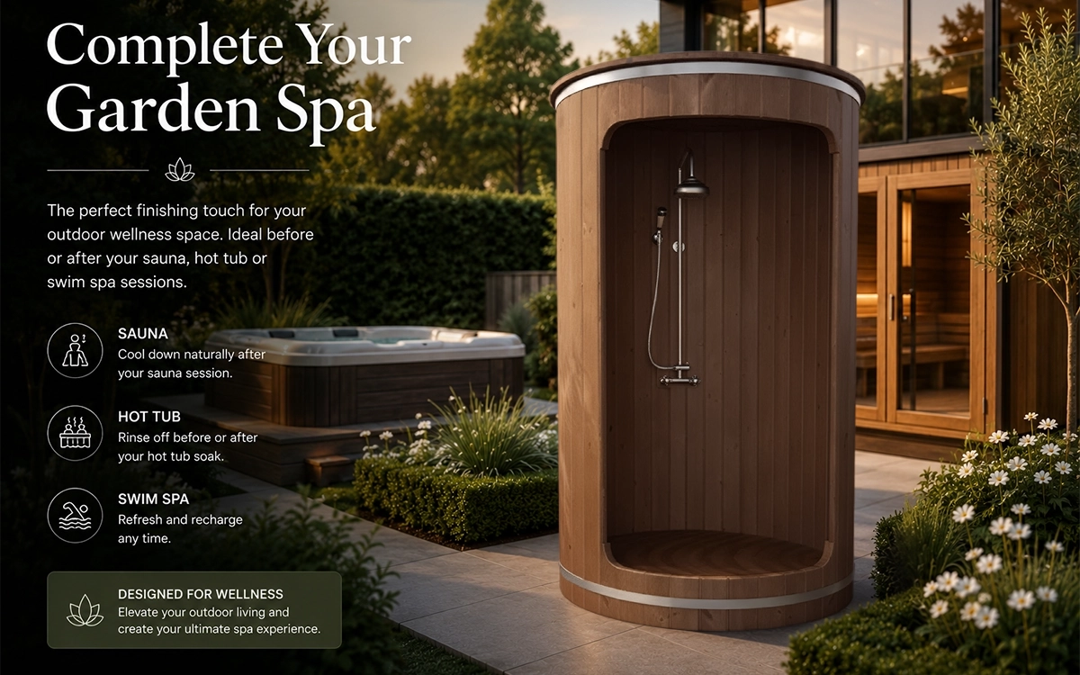 Garden Spa Shower in modern UK garden